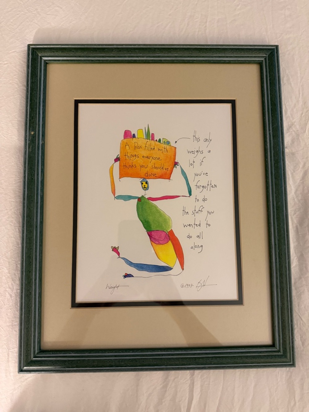 The Story People ‘Weight’ Professionally Signed Matted and Framed 1997